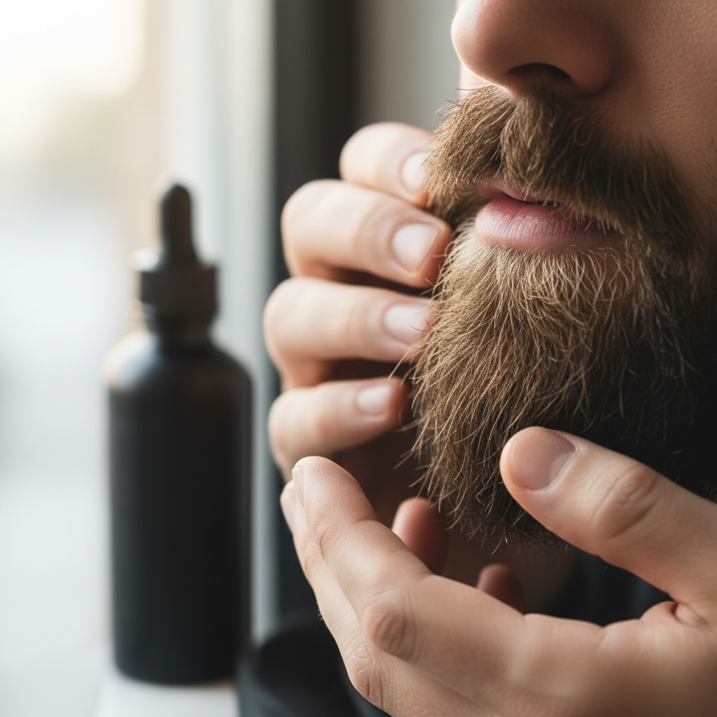 Beard Oil Application Focus